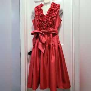 Size 6 Pink Party Cocktail Dress Ruffle Belted